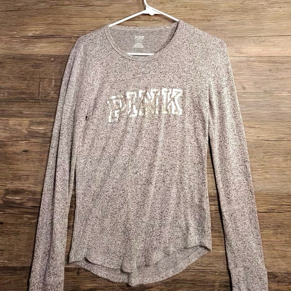PINK Victoria's Secret Heathered Long Sleeve Pajama Top